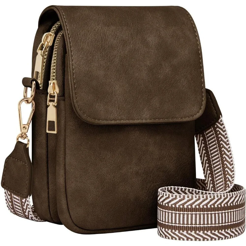 Small Crossbody Bag for Women RFID-Blocking Leather Travel Wallet